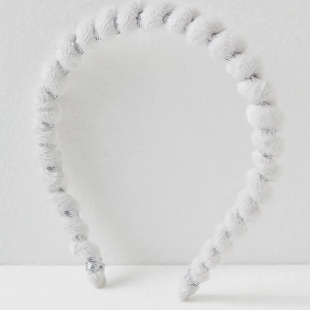 NWT Free People Curried Myrrh Sammy Velvet Glitter White Headband
